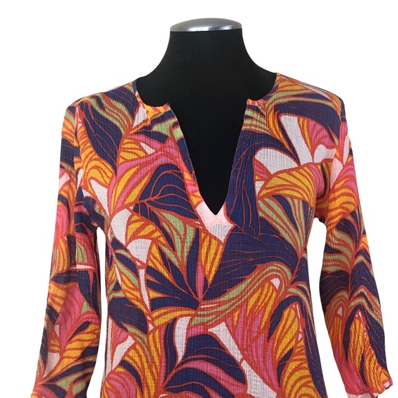 SOLD - J.Crew - Vintage Stella Print Multicolor Textured Cotton Tunic - Picture 2 of 9